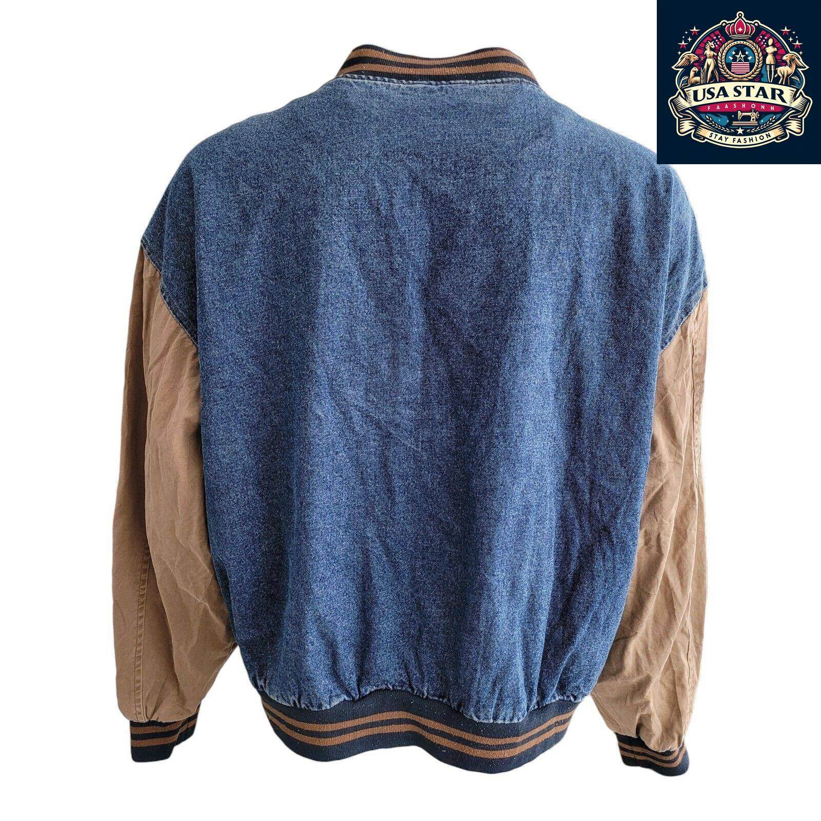 Vintage Dunbrooke Varsity Jacket 80s Bomber USA Cotton Blue Snap XXL - USASTARFASHION
