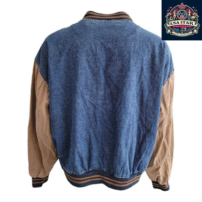 Vintage Dunbrooke Varsity Jacket 80s Bomber USA Cotton Blue Snap XXL - USASTARFASHION