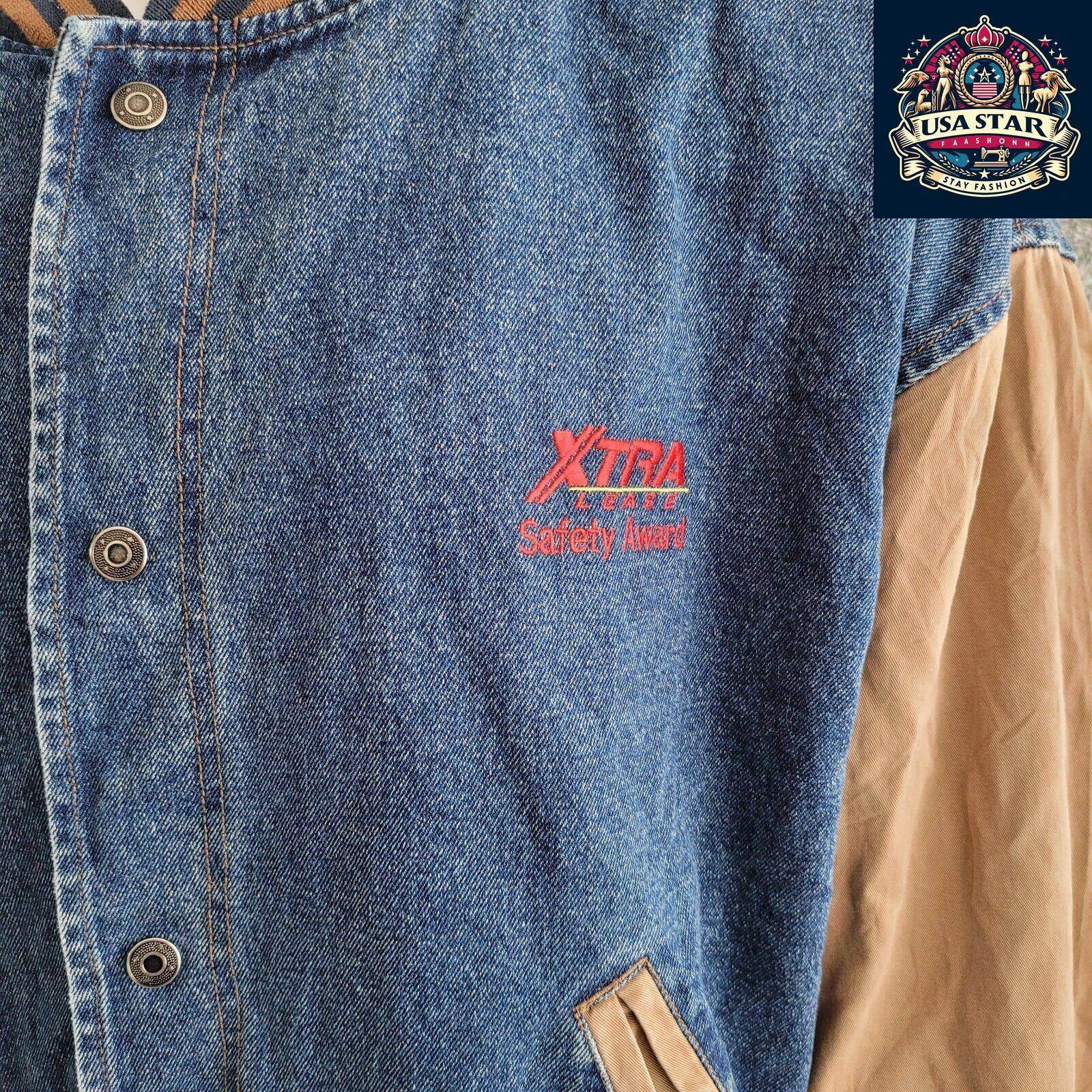 Vintage Dunbrooke Varsity Jacket 80s Bomber USA Cotton Blue Snap XXL - USASTARFASHION