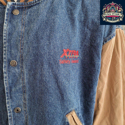 Vintage Dunbrooke Varsity Jacket 80s Bomber USA Cotton Blue Snap XXL - USASTARFASHION