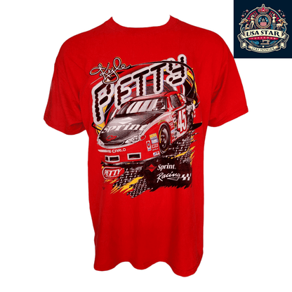 Vintage Kyle Petty T-Shirt 45 Sprint Racing | Delta Magnum Fabric | Red | Size XL - USASTARFASHION
