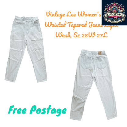 Vintage Lee Women's High - Waisted Tapered Jeans Light Wash, Sz 28W 27L - USASTARFASHION
