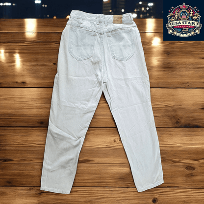 Vintage Lee Women's High - Waisted Tapered Jeans Light Wash, Sz 28W 27L - USASTARFASHION