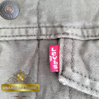 Vintage Levi’s Sherpa Trucker Jacket – Olive Green, Size M - USASTARFASHION
