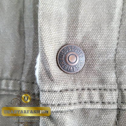 Vintage Levi’s Sherpa Trucker Jacket – Olive Green, Size M - USASTARFASHION