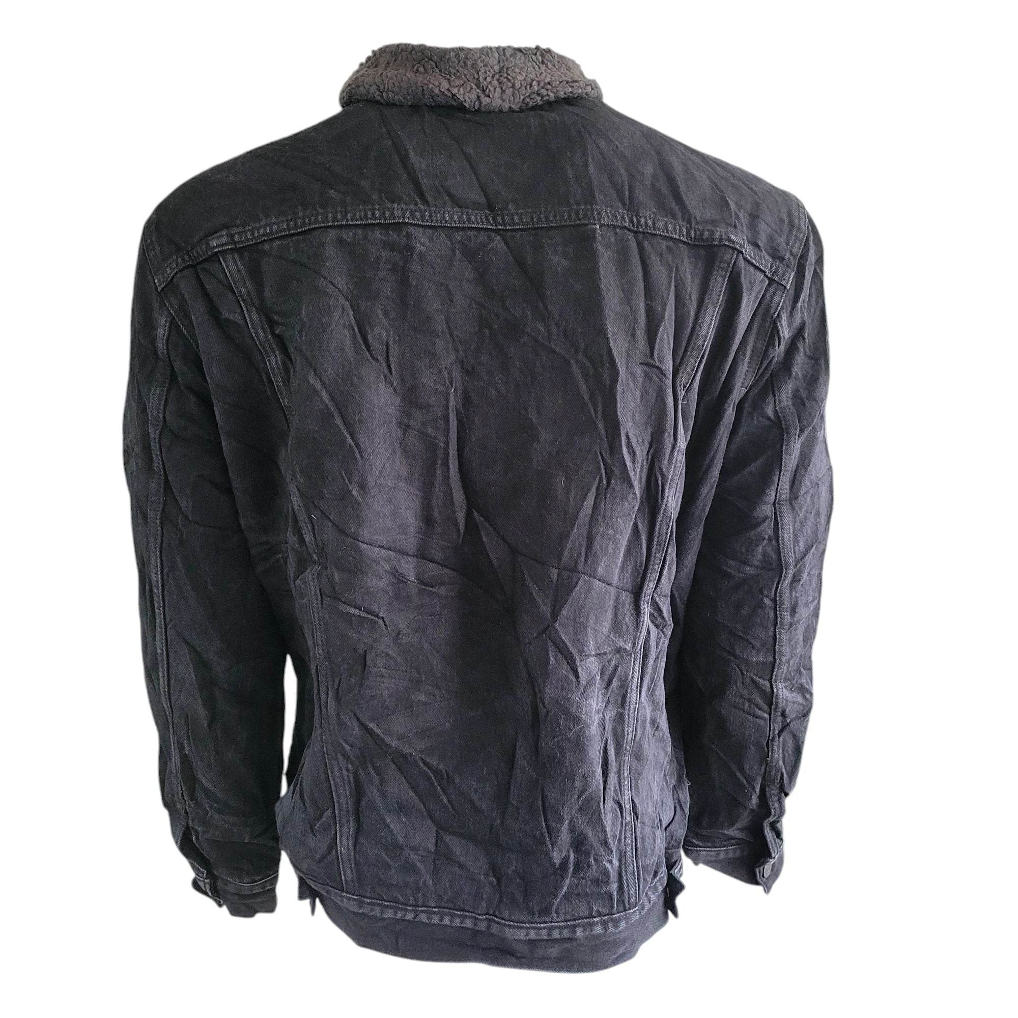 Vintage Levi’s Sherpa Trucker Jacket – XXL, Black Fleece - Lined Denim - USASTARFASHION