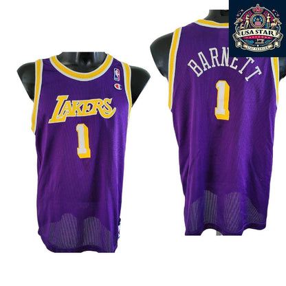 VINTAGE LOS ANGELES LAKERS NBA JERSEY 1 BARNETT CHAMPION SIZE Youth XL Adult S - USASTARFASHION