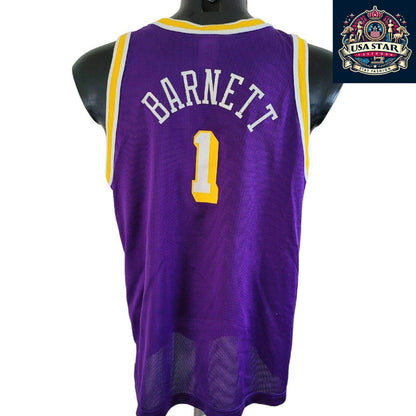 VINTAGE LOS ANGELES LAKERS NBA JERSEY 1 BARNETT CHAMPION SIZE Youth XL Adult S - USASTARFASHION
