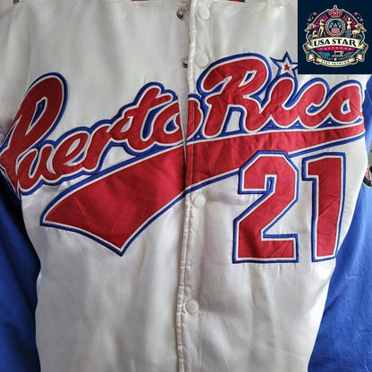 Vintage MegaUSA Classics Puerto Rico 21 Boricua Embroidered Satin Jacket Sz XXL - USASTARFASHION