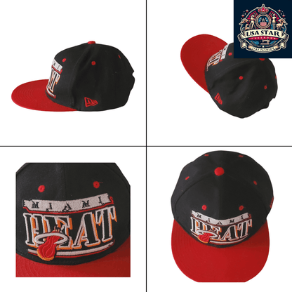 Vintage Miami Heat Snapback Hat – New Era Hardwood Classics, Adjustable Fit, Embroidered Logo - USASTARFASHION