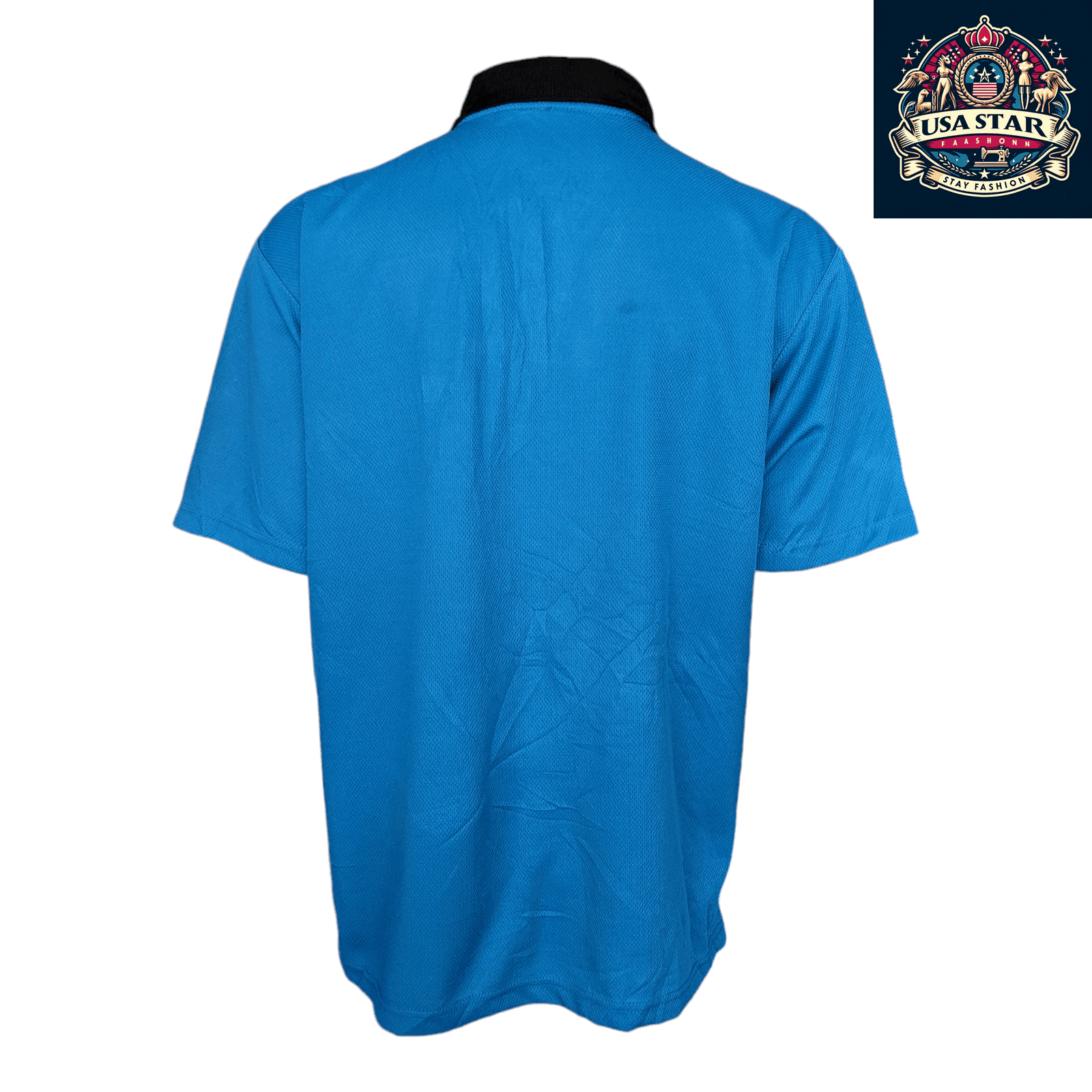 Vintage NASCAR Polo Shirt - Men's Size M, Blue, 100% Polyester, Checkered Flag Design - USASTARFASHION