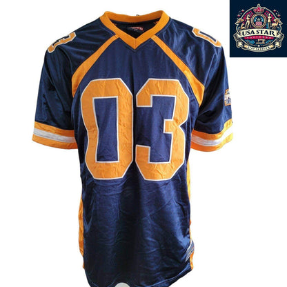 Vintage Navy Blue and Yellow Football Jersey 03 L - USASTARFASHION