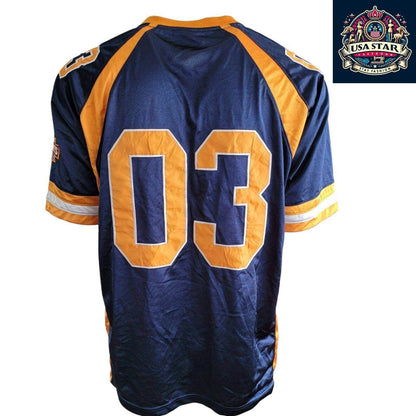 Vintage Navy Blue and Yellow Football Jersey 03 L - USASTARFASHION