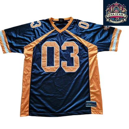 Vintage Navy Blue and Yellow Football Jersey 03 L - USASTARFASHION