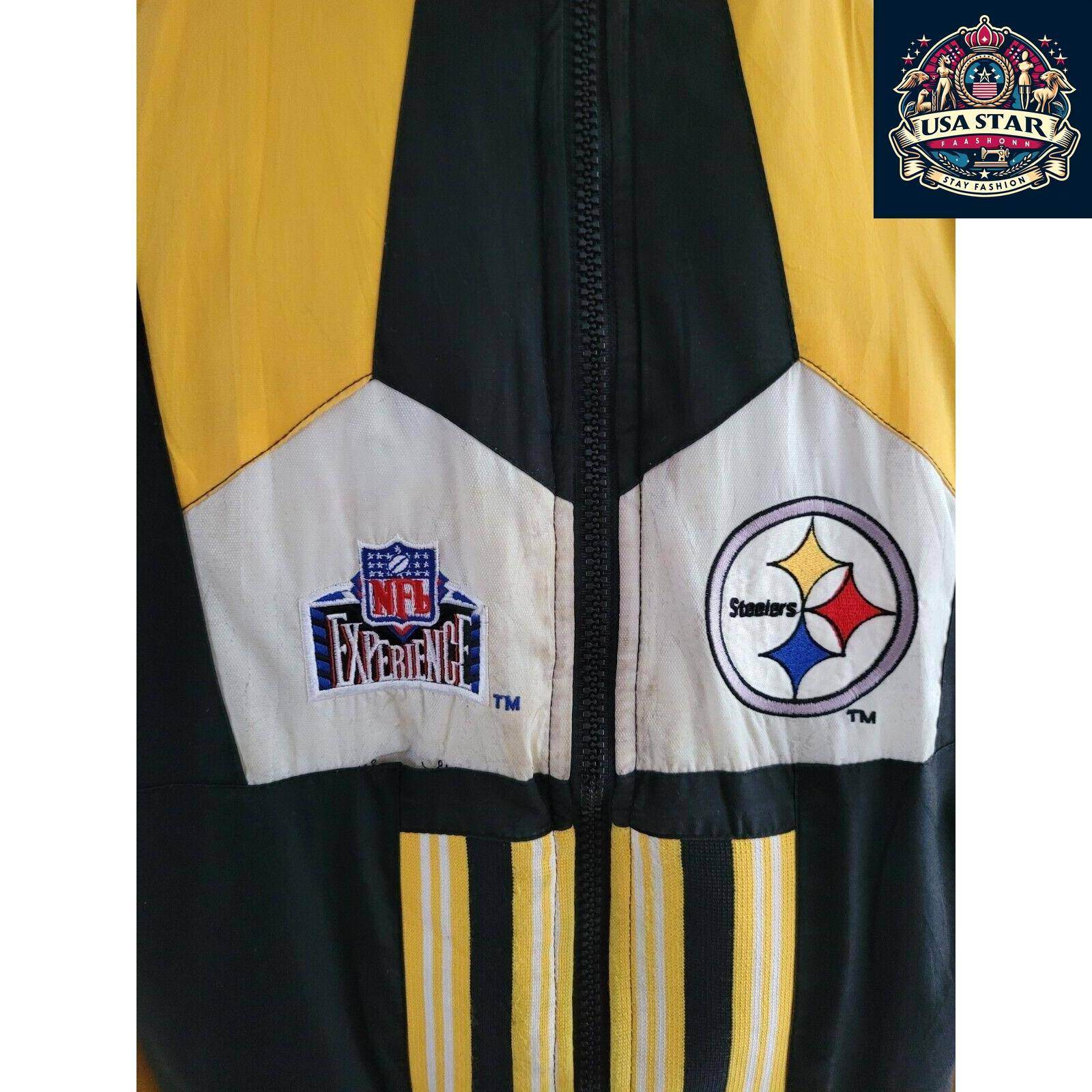 Vintage Pittsburgh Steelers Reversible NFL Puffer Jacket Black Size XLarge - USASTARFASHION
