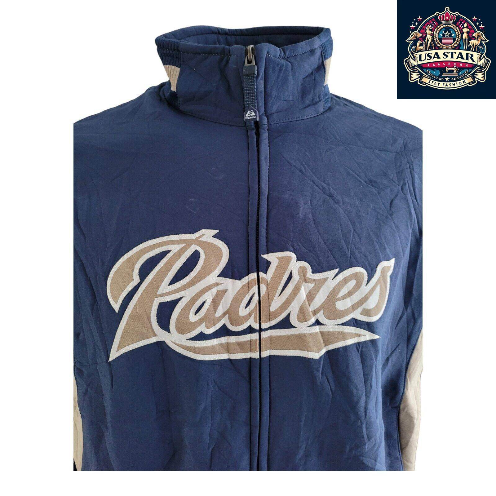VINTAGE - San Diego Padres Majestic Therma Base Jacket Rare Authentic XL - USASTARFASHION