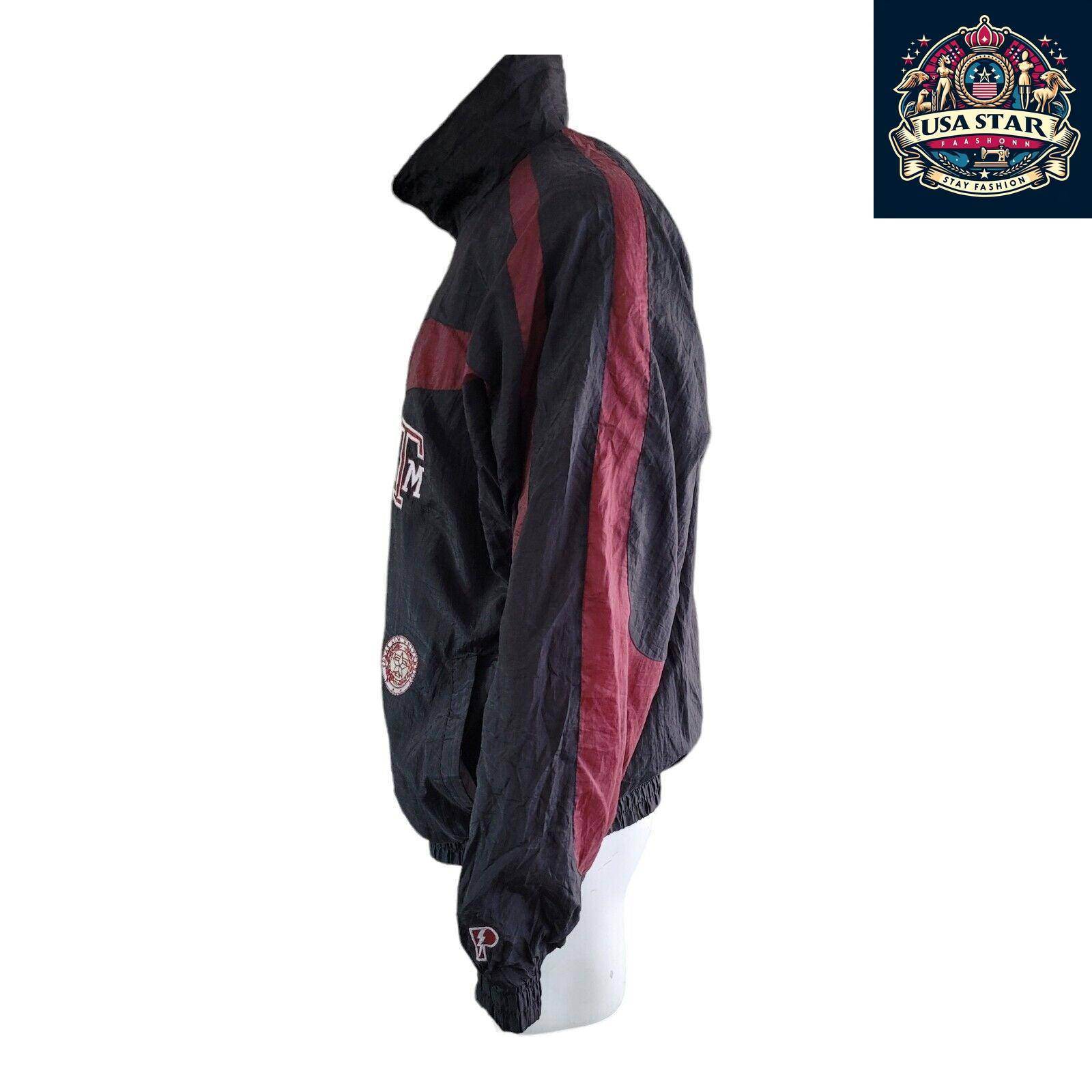 VINTAGE Texas A&M Aggies Jacket Men XL Black Pro Player Track Jacket 90s... - USASTARFASHION