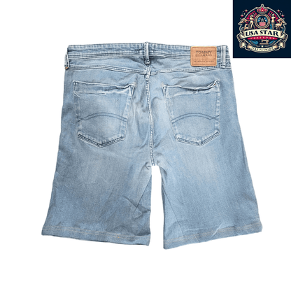 Vintage Tommy Jeans Denim Shorts - W36 Light Blue Distressed Jorts - USASTARFASHION