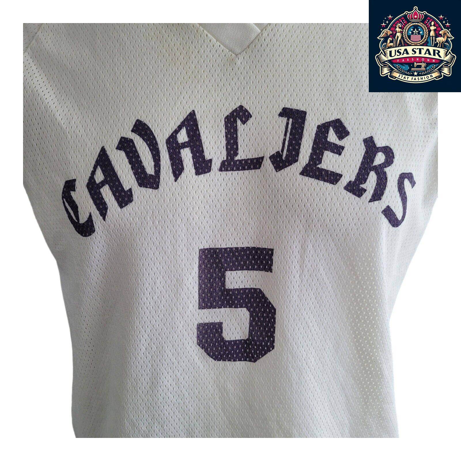 Vintage White Cavaliers Basketball Jersey Adult Size S, Player 5, Mizuno - Quality Sports Apparel - USASTARFASHION