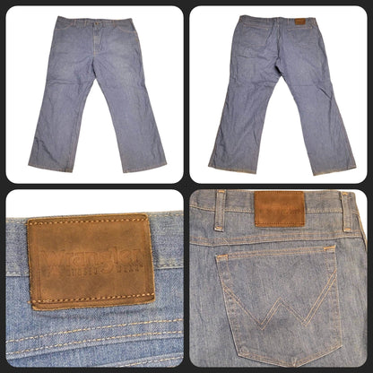 Vintage Wrangler Jeans 46x30, Relaxed Fit, Light Blue Wash, 65% Cotton, Pre - Owned Grade A - USASTARFASHION