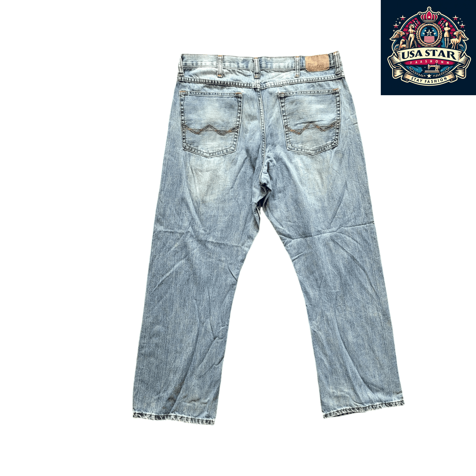 Vintage Wrangler Men's Jeans, Relaxed Boot Cut, 100% Cotton, Size 38x32, Classic Blue Denim - USASTARFASHION