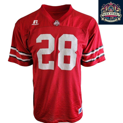 Vtg Russell Ohio State Buckeyes Football Jersey 28 Youth Xl - USASTARFASHION