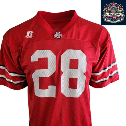 Vtg Russell Ohio State Buckeyes Football Jersey 28 Youth Xl - USASTARFASHION