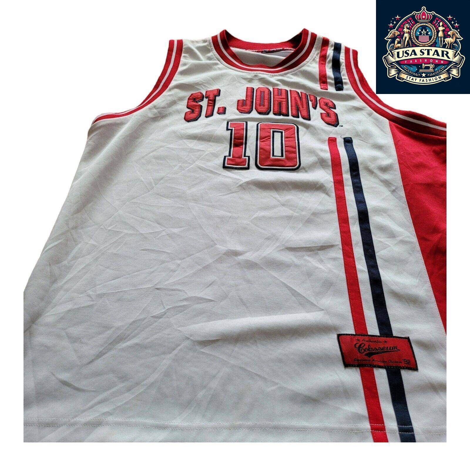 Vtg St. John”s Red Storm Basketball Jersey 10 Coliseum 92’ L - USASTARFASHION