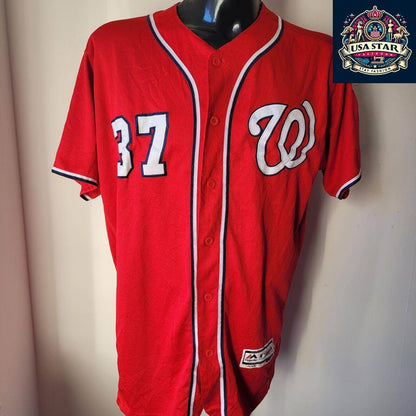Washington Nationals Baseball Jersey by Majestic STRASBURG  37 Majestic sz 44 - USASTARFASHION