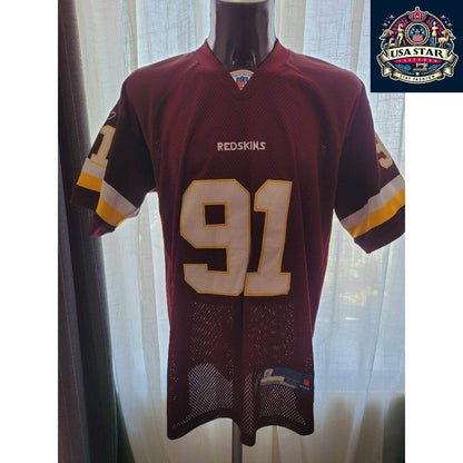 Washington Redskins Jersey - 100% Authentic - Red NFL 91 Kerrigan Reebok USA... - USASTARFASHION