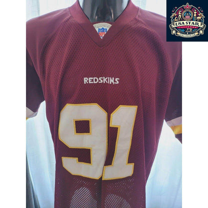 Washington Redskins Jersey - 100% Authentic - Red NFL 91 Kerrigan Reebok USA... - USASTARFASHION