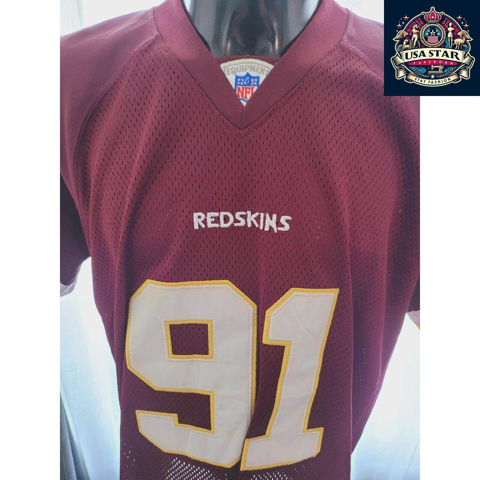 Washington Redskins Jersey - 100% Authentic - Red NFL 91 Kerrigan Reebok USA... - USASTARFASHION