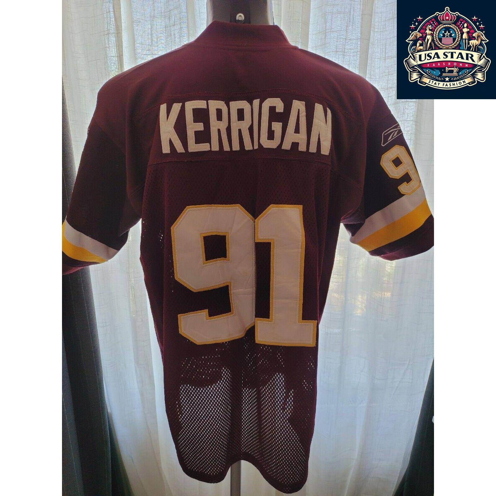 Washington Redskins Jersey - 100% Authentic - Red NFL 91 Kerrigan Reebok USA... - USASTARFASHION