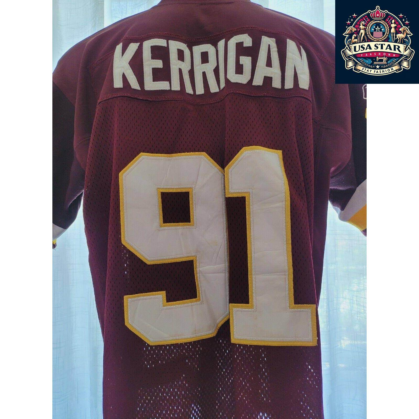 Washington Redskins Jersey - 100% Authentic - Red NFL 91 Kerrigan Reebok USA... - USASTARFASHION