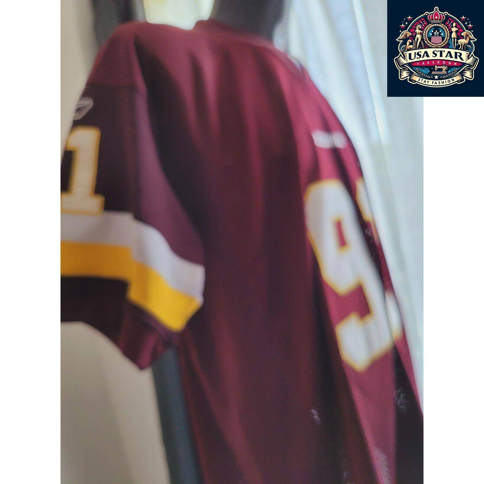 Washington Redskins Jersey - 100% Authentic - Red NFL 91 Kerrigan Reebok USA... - USASTARFASHION