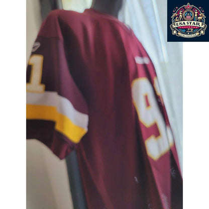 Washington Redskins Jersey - 100% Authentic - Red NFL 91 Kerrigan Reebok USA... - USASTARFASHION