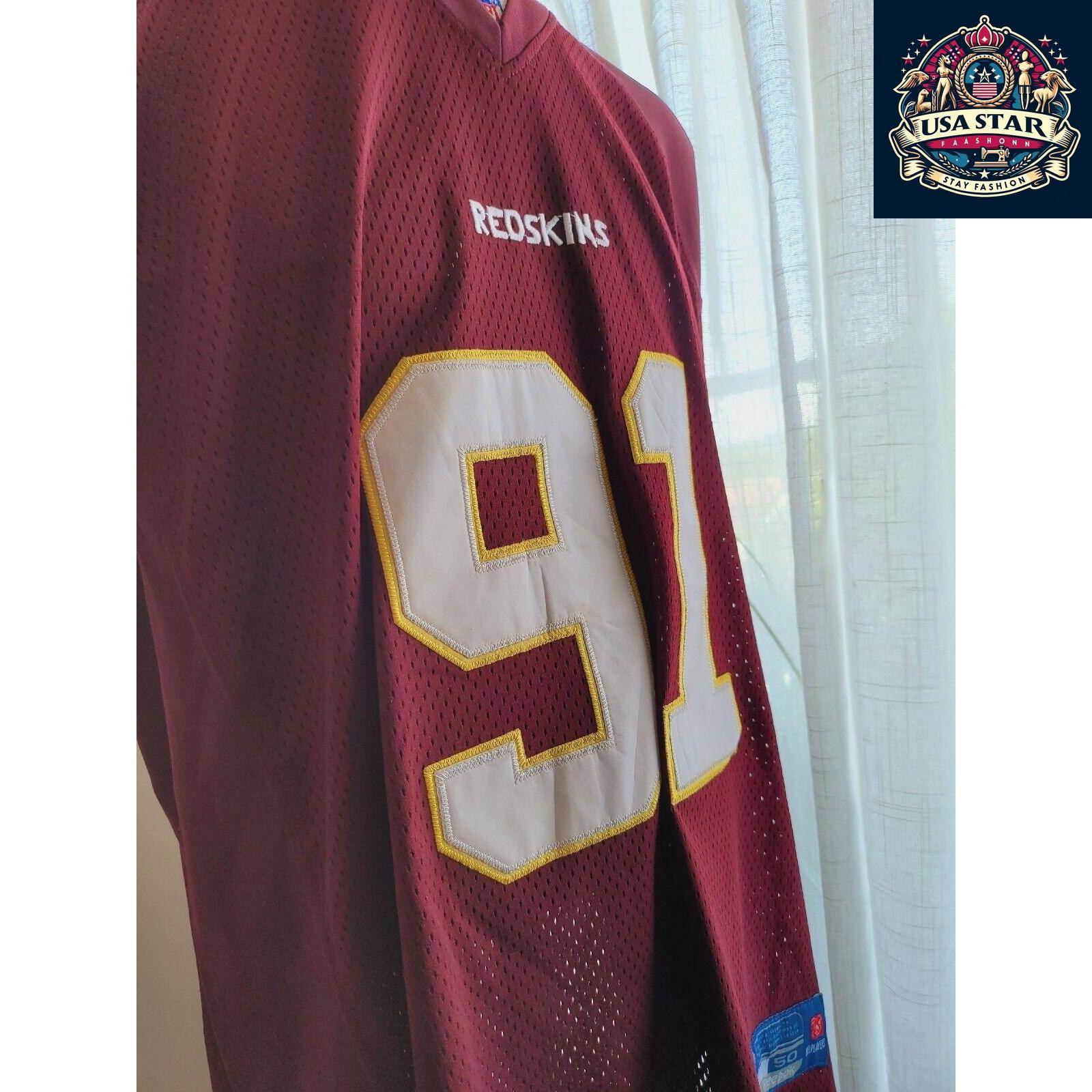 Washington Redskins Jersey - 100% Authentic - Red NFL 91 Kerrigan Reebok USA... - USASTARFASHION