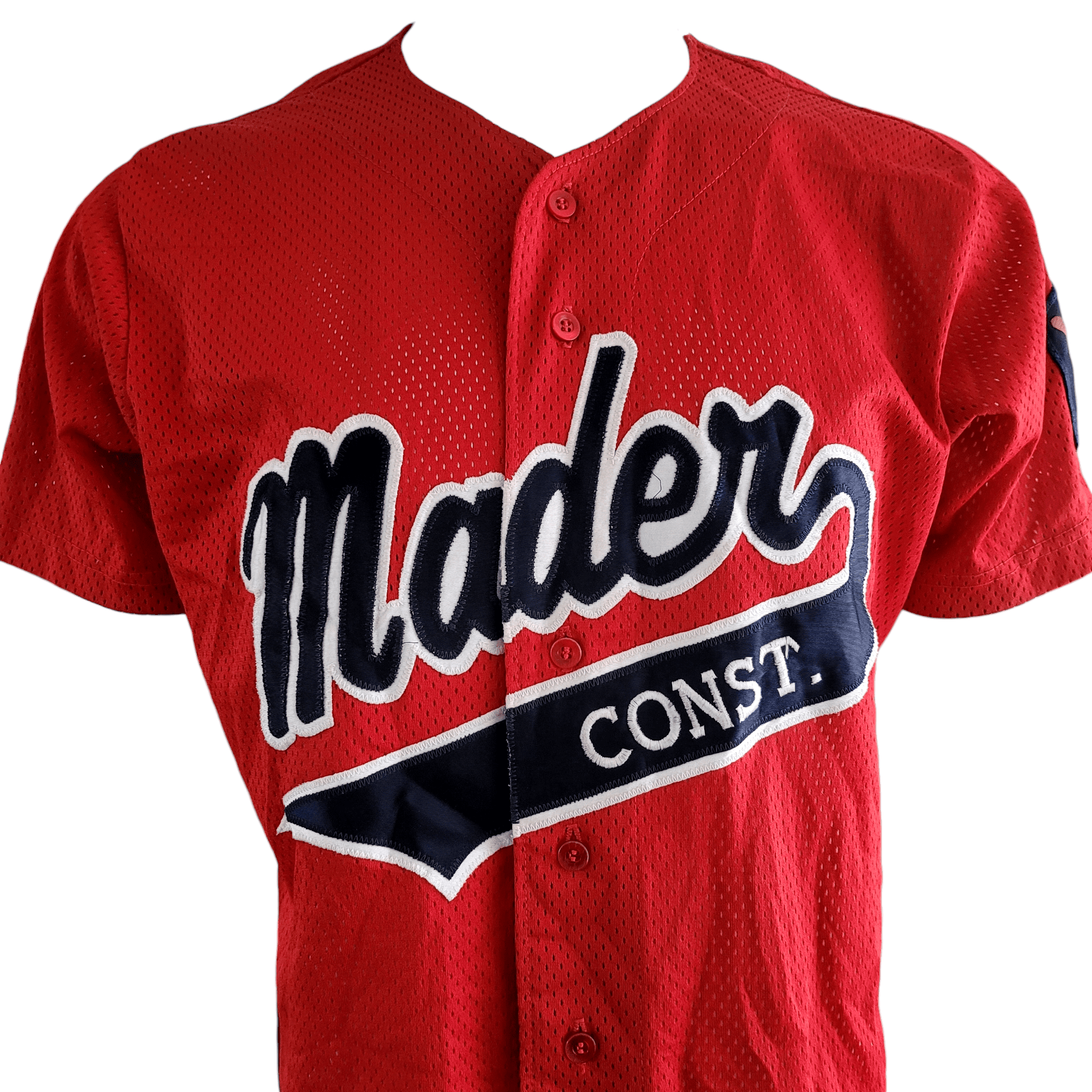 Wilson Baseball Jersey Red Mader Const. Large USA Made, Authentic American Legion Patch - USASTARFASHION