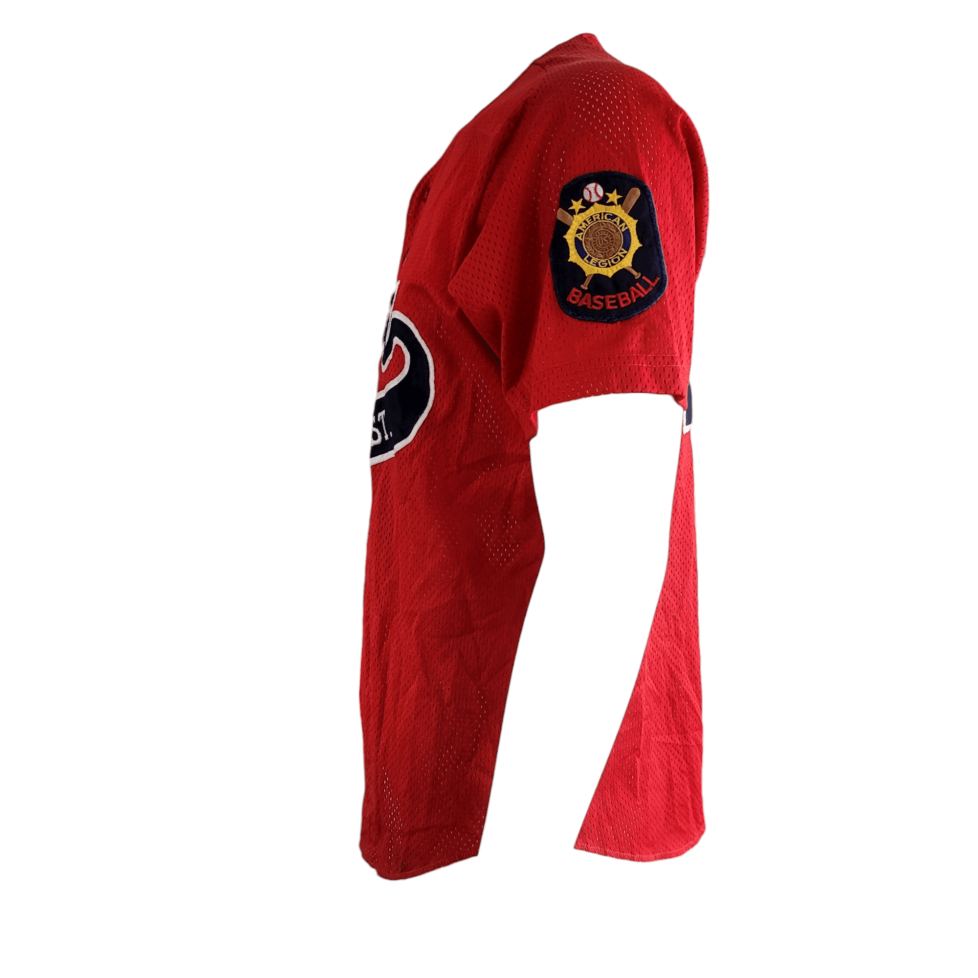 Wilson Baseball Jersey Red Mader Const. Large USA Made, Authentic American Legion Patch - USASTARFASHION