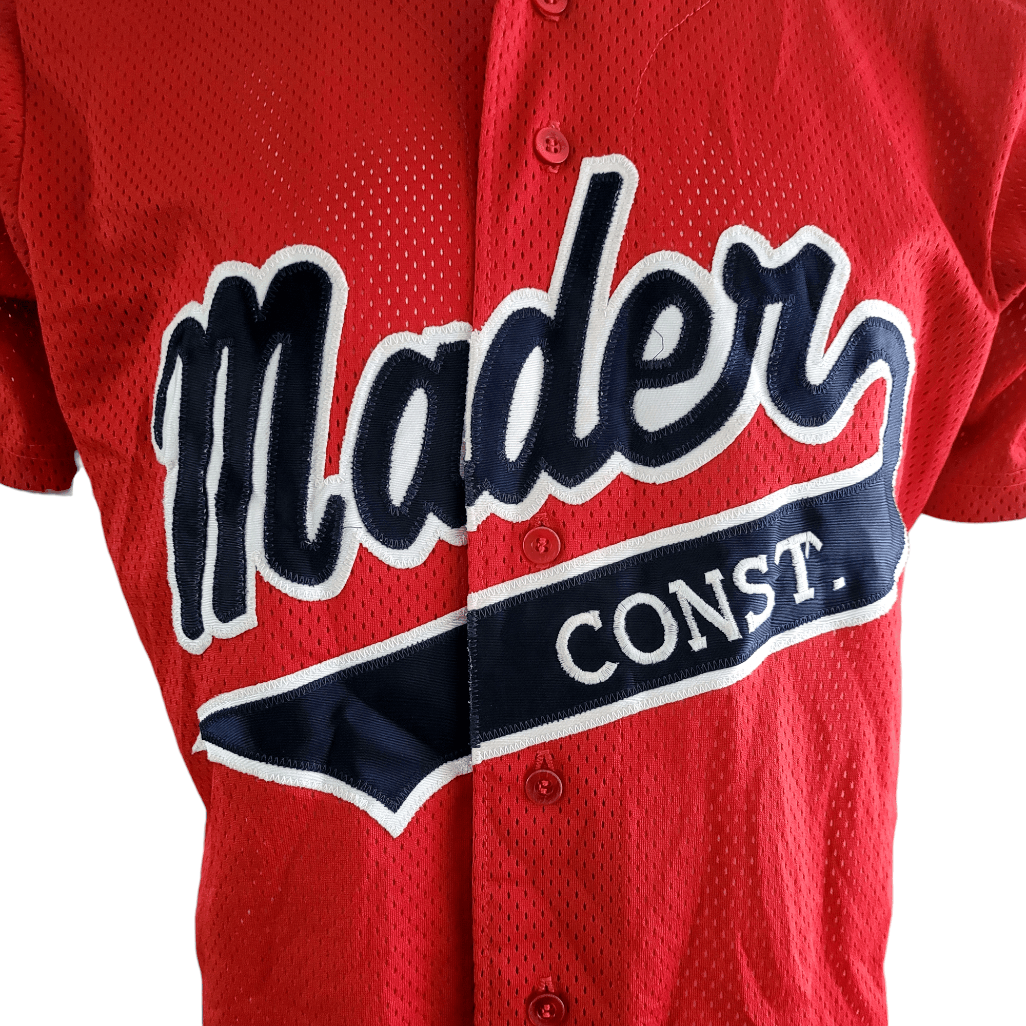 Wilson Baseball Jersey Red Mader Const. Large USA Made, Authentic American Legion Patch - USASTARFASHION