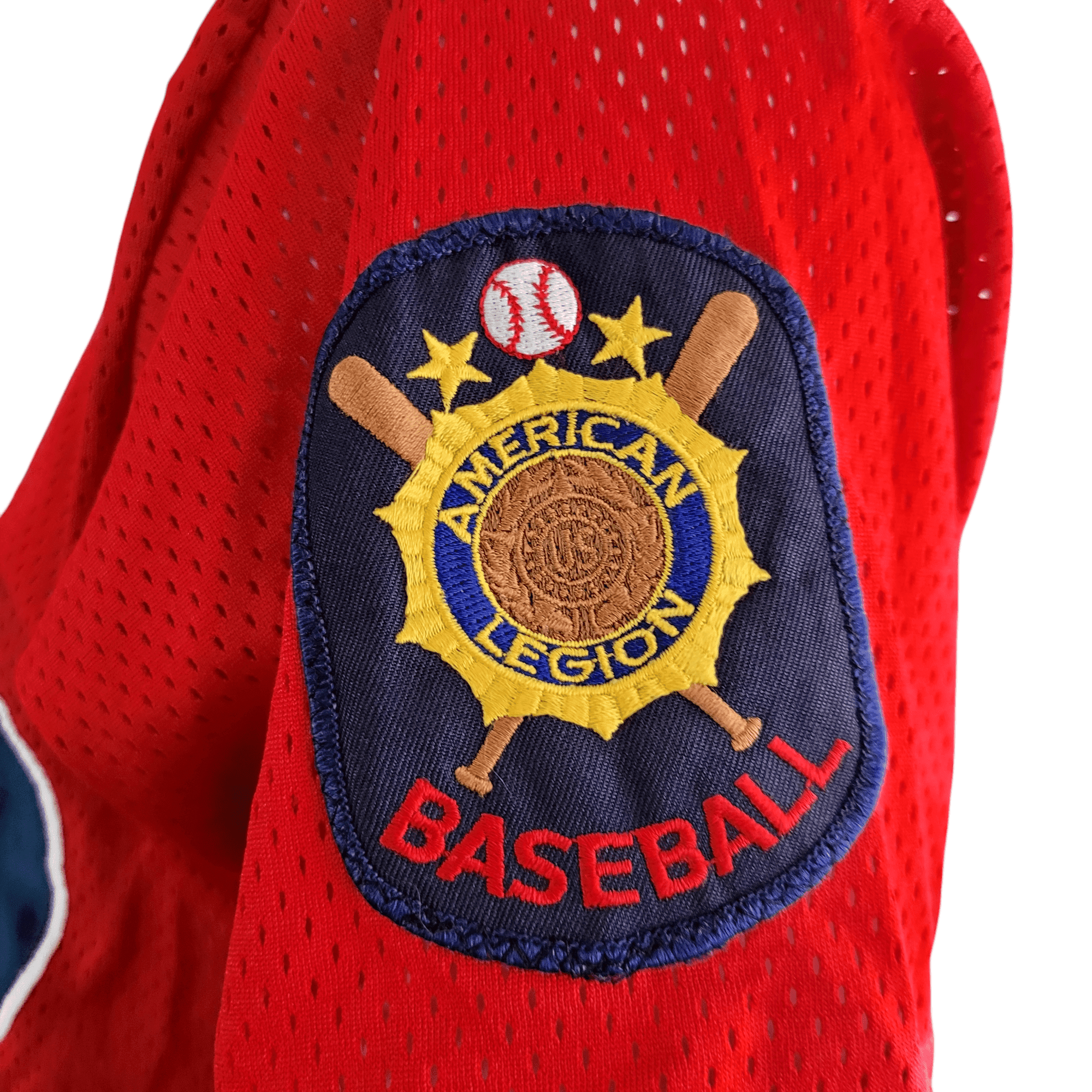 Wilson Baseball Jersey Red Mader Const. Large USA Made, Authentic American Legion Patch - USASTARFASHION