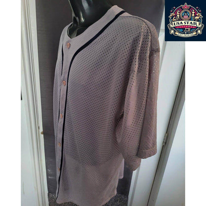 Winlott Baseball T-Shirt Size L - Grey Washington Nationals Jersey with Iconic MLB Logo - USASTARFASHION
