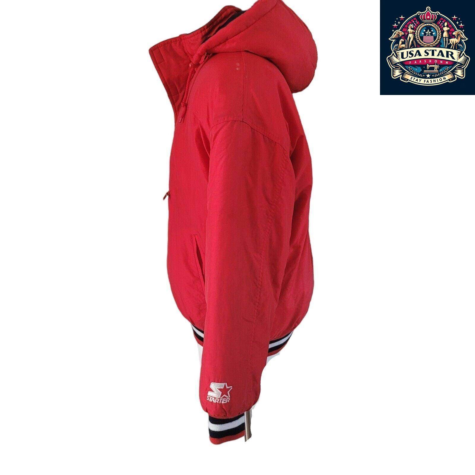 Wisconsin Badgers NHL Puffa Jacket Red Starter Vintage Adult L - USASTARFASHION