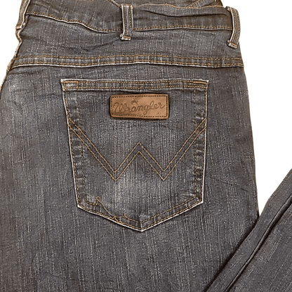 Wrangler Black Jeans W42 L34 - Classic Straight Leg Regular Fit, Comfortable Stretch Fabric - USASTARFASHION