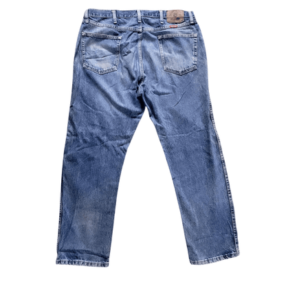 Wrangler Men's Jeans - Regular Fit 38 X 30 Light Blue Distressed 100% Cotton Classic Style - USASTARFASHION