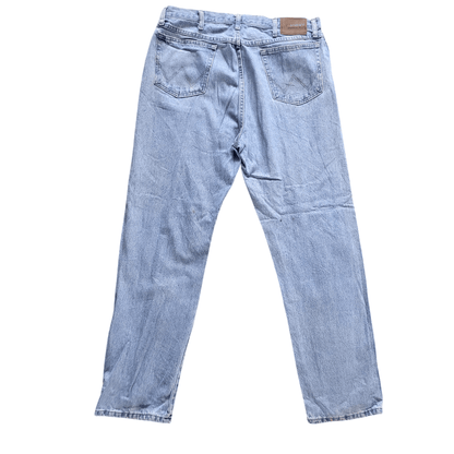 Wrangler Men's Jeans Regular Fit Light Blue 38x32 - Pre - Owned With Back Pocket Wear - USASTARFASHION