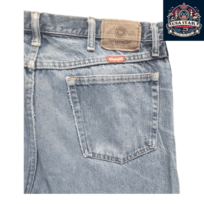 Wrangler Men's Jeans Regular Fit W38 x L30 Light Blue Denim, Grade A/B, 100% Cotton - USASTARFASHION