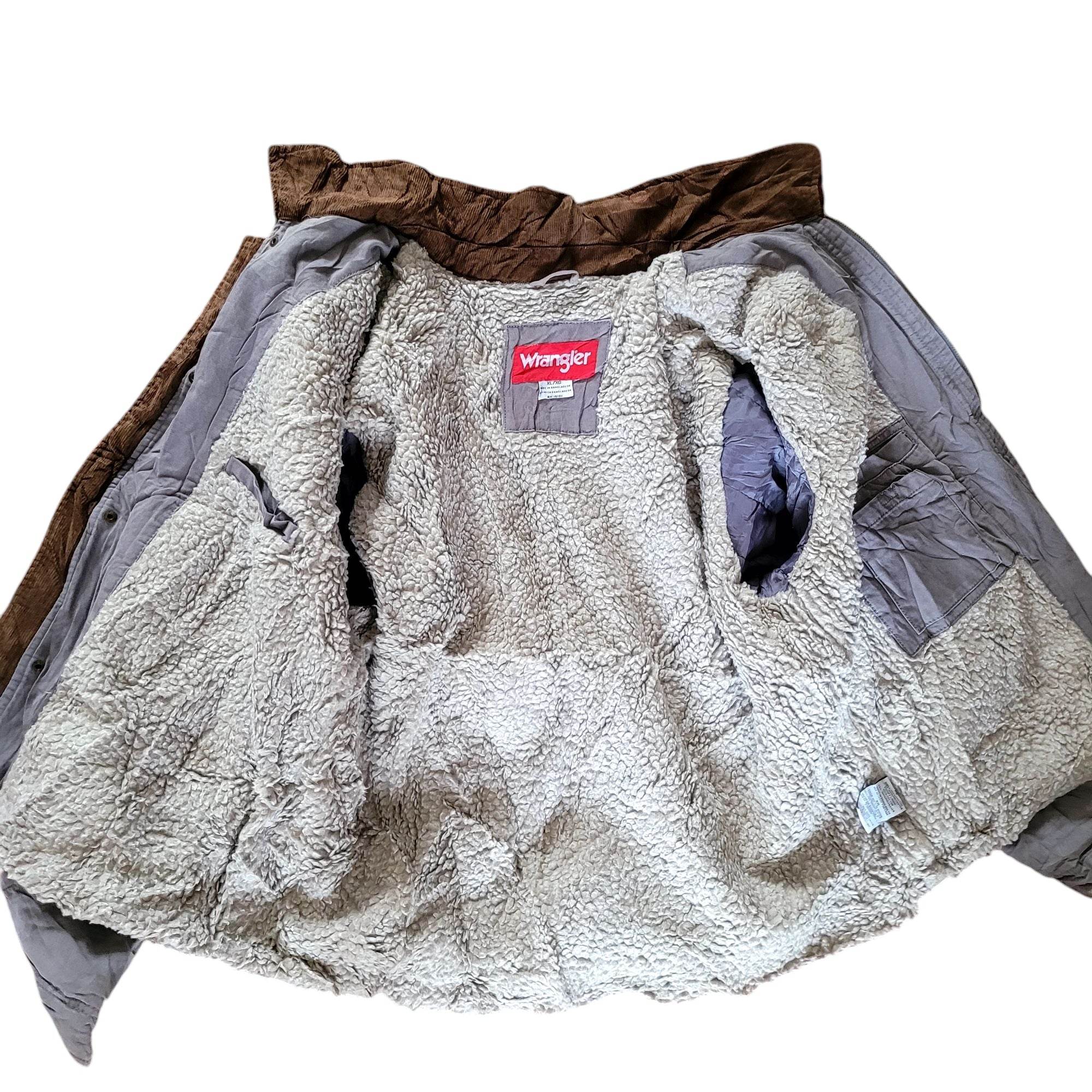 Wrangler Sherpa - Lined Canvas Barn Jacket XL – Corduroy Collar - USASTARFASHION