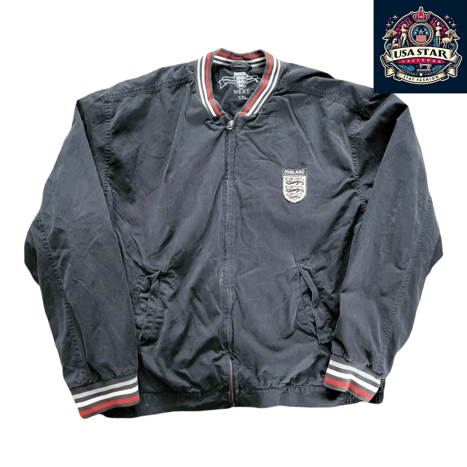 XXL England Football Jacket - Full - Zip Design, Iconic Crest, Durable & Comfortable Sportswear - USASTARFASHION
