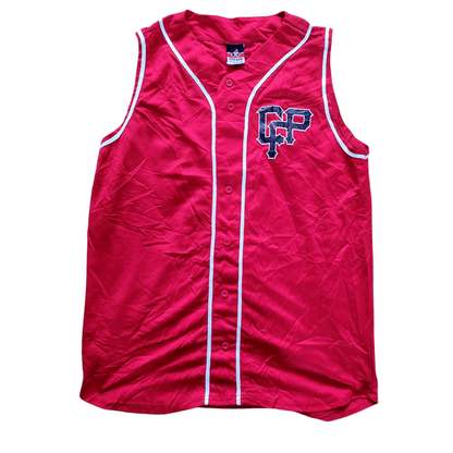 Youth XL Alleson Athletic Red Baseball Jersey Vest, Sleeveless Button - Up, Number 6, Team Sportswear - USASTARFASHION